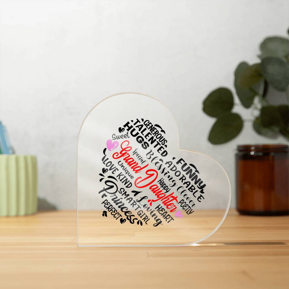 Grand Daughter | Printed Heart Shape Acrylic Plaque