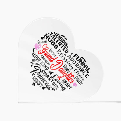 Grand Daughter | Printed Heart Shape Acrylic Plaque