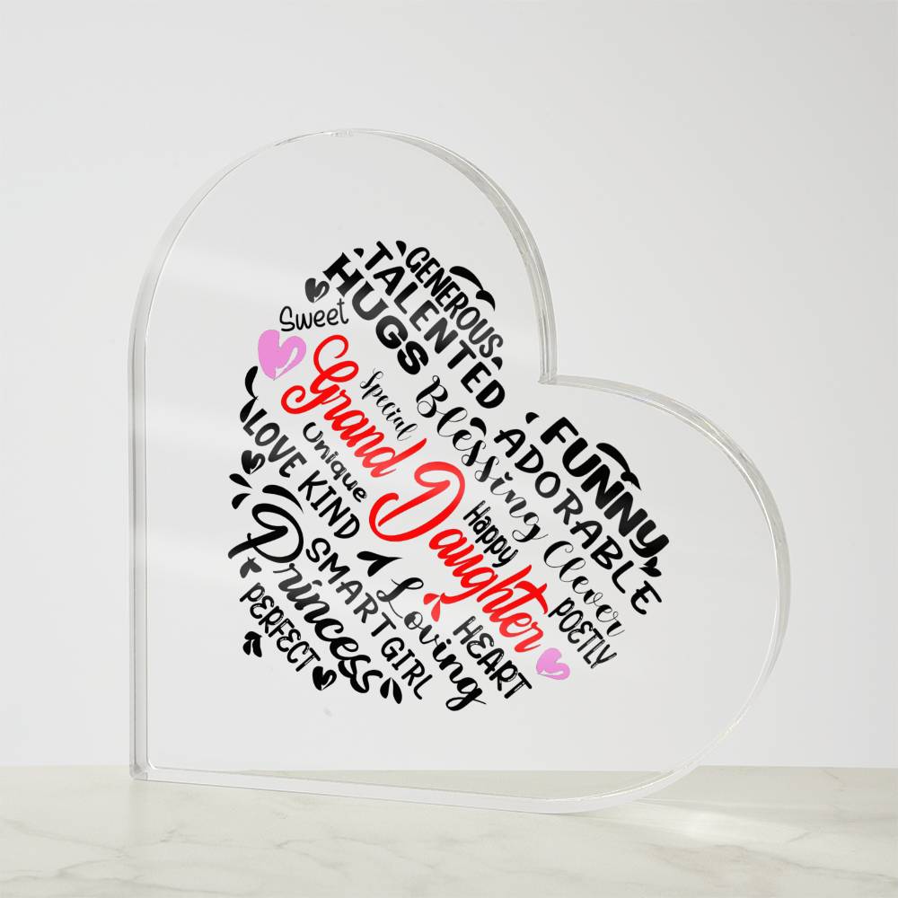 Grand Daughter | Printed Heart Shape Acrylic Plaque