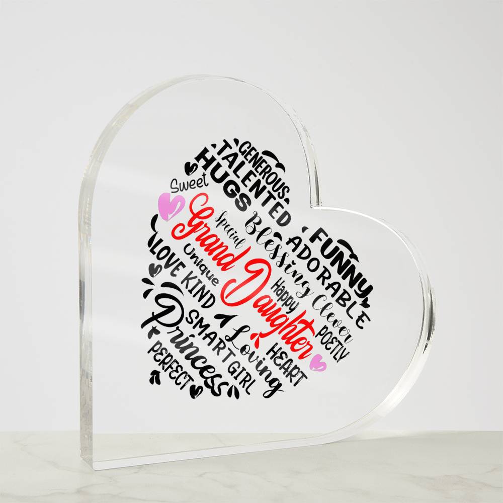 Grand Daughter | Printed Heart Shape Acrylic Plaque