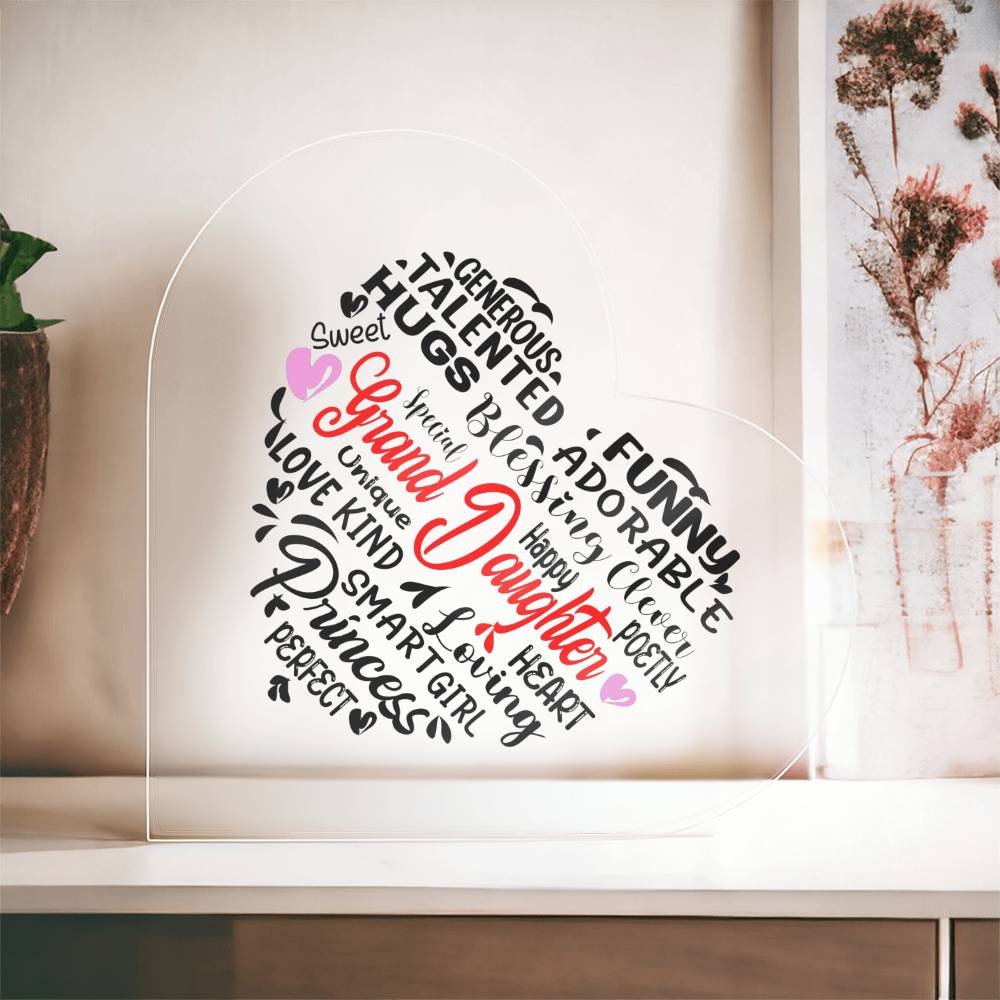 Grand Daughter | Printed Heart Shape Acrylic Plaque